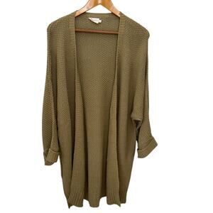 NINEXIS Sweater Womens M Tan Cardigan Midi Open Front Boho Minimalist Neutral